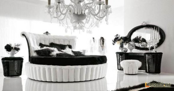 Бело-черная спальня