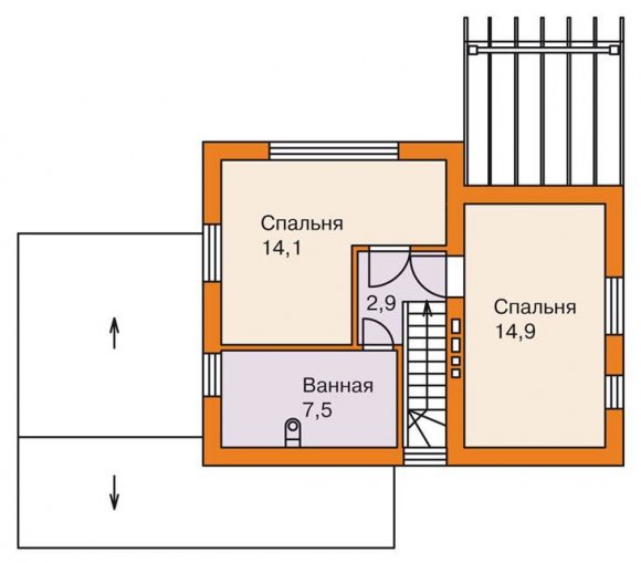 Проект дачного дома 90 кв.м. с мансардой - мансардный этаж