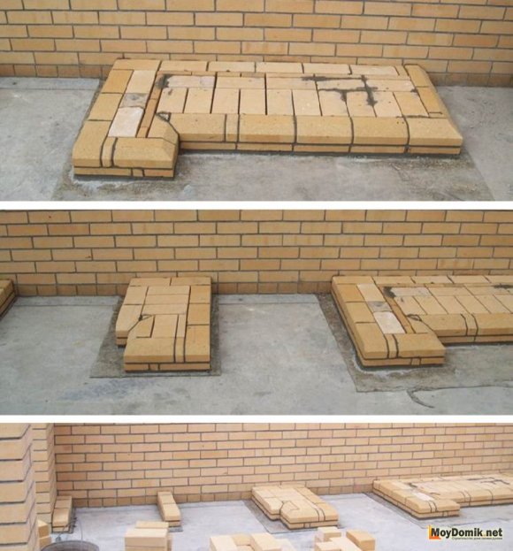 Кладка барбекю - порядовка - первый и второй ряд