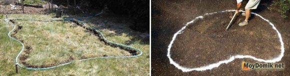 Нанесение разметки под пруд