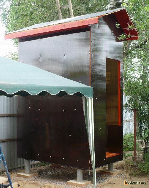 Обшивка каркаса душа поликарбонатом