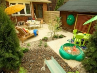 Ландшафтный дизайн зоны отдыха, столовая зона и зона для игр