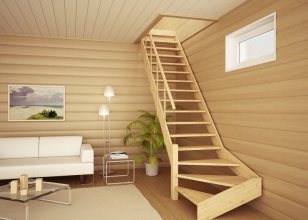 Поворотная деревянная лестница