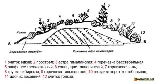 Альпийская горка - схема 1