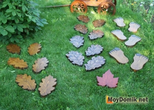 Креативные фигурные деревянные дорожки - дубовый, кленовый лист, лапы