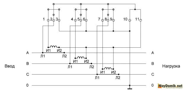 Схема с подключением трансформаторов тока в звезду Схема с подключением трансформаторов тока в звезду