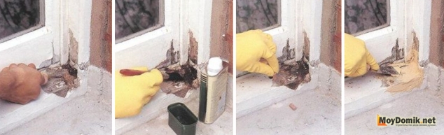 Ремонт деревянных окон - последовательность нанесения шпаклевки