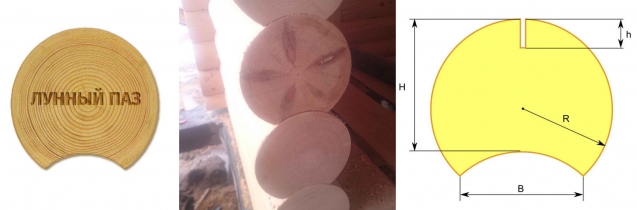Лунный паз оцилиндрованного бревна