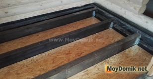 Подшивка лаг пола ДСП для последующего утепления
