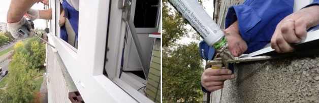 Монтаж отлива снаружи балконного остекления