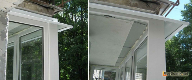 Верхний отлив на балконе (козырек)