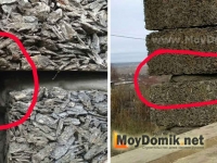 Толстый кладочный шов между арболитовыми блоками